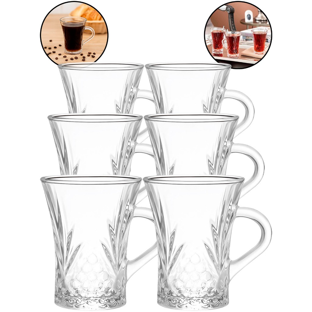 Conjunto 6 Canecas 150ml Altas Em Vidro Para Café Expresso Chás Chocolate Quente Capuccino em Oferta na Shopee