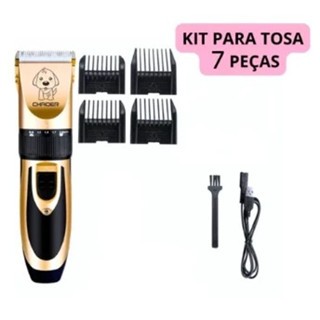 Kit Máquina Para Tosar Pet + Tesoura + Pente + Lixa Máquina Profissional Para Cachorro & Gato em Oferta na Shopee