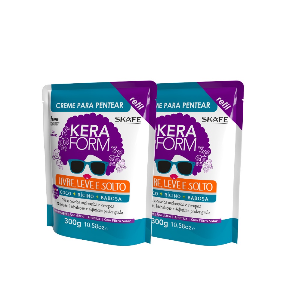 Kit Creme para Pentear Livre, Leve e Solto Refil 300g – Skafe em Oferta na Shopee