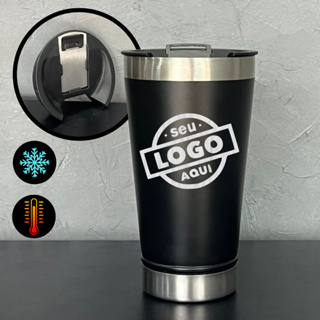 Copo Térmico Personalizado 473ml – Brinde com Tampa e Abridor | Nome Time Logo Evento em Oferta na Shopee