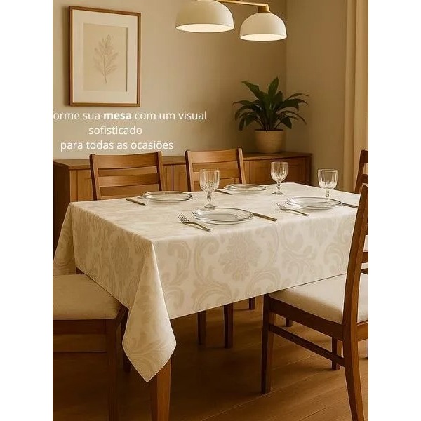 Toalha De Mesa Luxo 4, 6 e 8 Lugares Jacquard Original Tecido Grosso