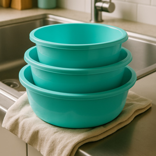 Kit 3 Bacias Redondas Plastica Cozinha Canelada Resistente Reforçada P M G em Oferta na Shopee