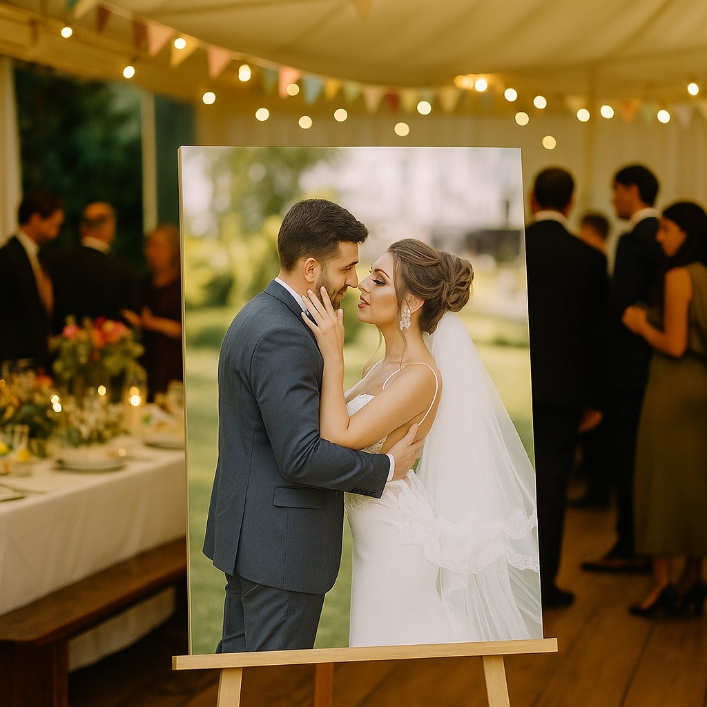 Quadro Decorativo Placa Foto Casal Bem Vindos Recepção Casamento