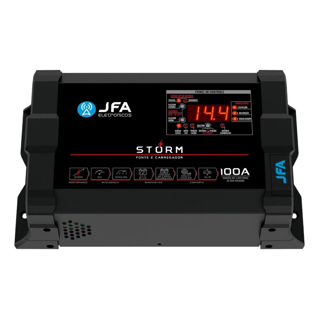 Fonte Carregador Jfa Storm 100a Bivolt Voltimetro Amperimetro CCA em Oferta na Shopee