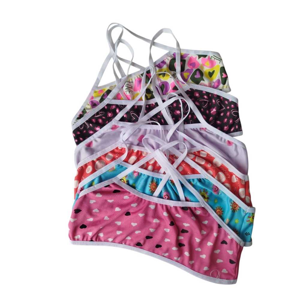 KIT 10 top juvenil infaltil menina mocinha ESTAMPADO pre-adolescente confortavel em Oferta na Shopee