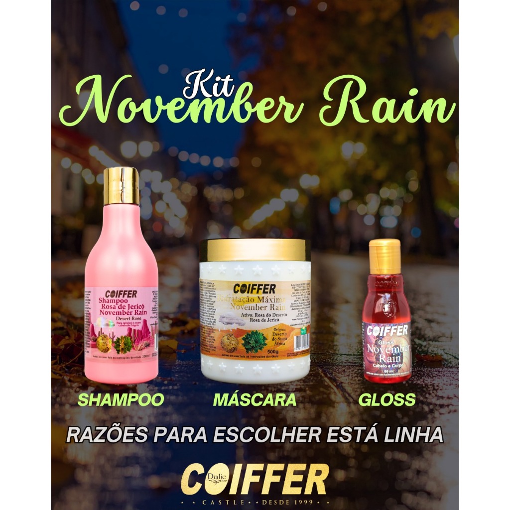 Kit Hidratação E Nutrição November Coiffer 3un ROSA DO DESERTO ROSA DE JERICO
