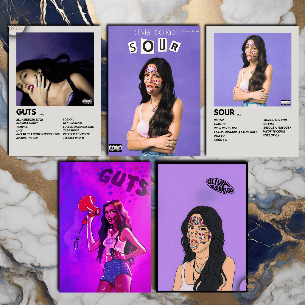Quadro Decorativo Placas Olivia Rodrigo Quadro Discografia Album em MDF 30x20cm Full HD