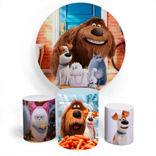 Kit Personalizado Capa Painel Redondo E Trio De Cilindro Com Elastico +.Desenho Animado Pets Festa De Aniversario em Oferta na Shopee