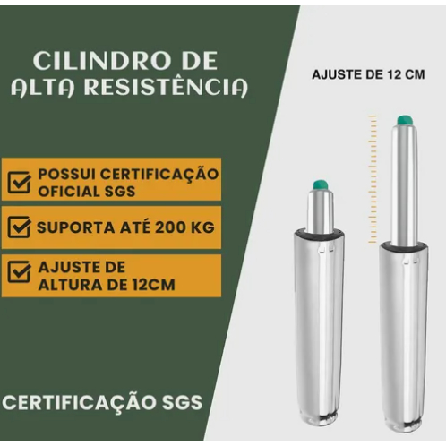 Pistão Gás Coluna Universal Cadeira Cromado Classe 4 200kg — imagem 2 de 2