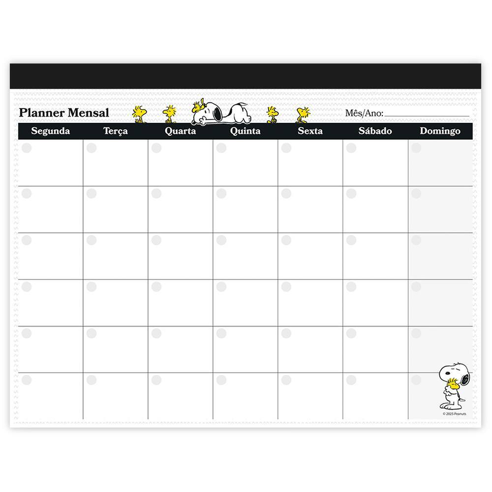 Planner de Mesa Mensal com 24 Folhas, 214x280mm, Snoopy