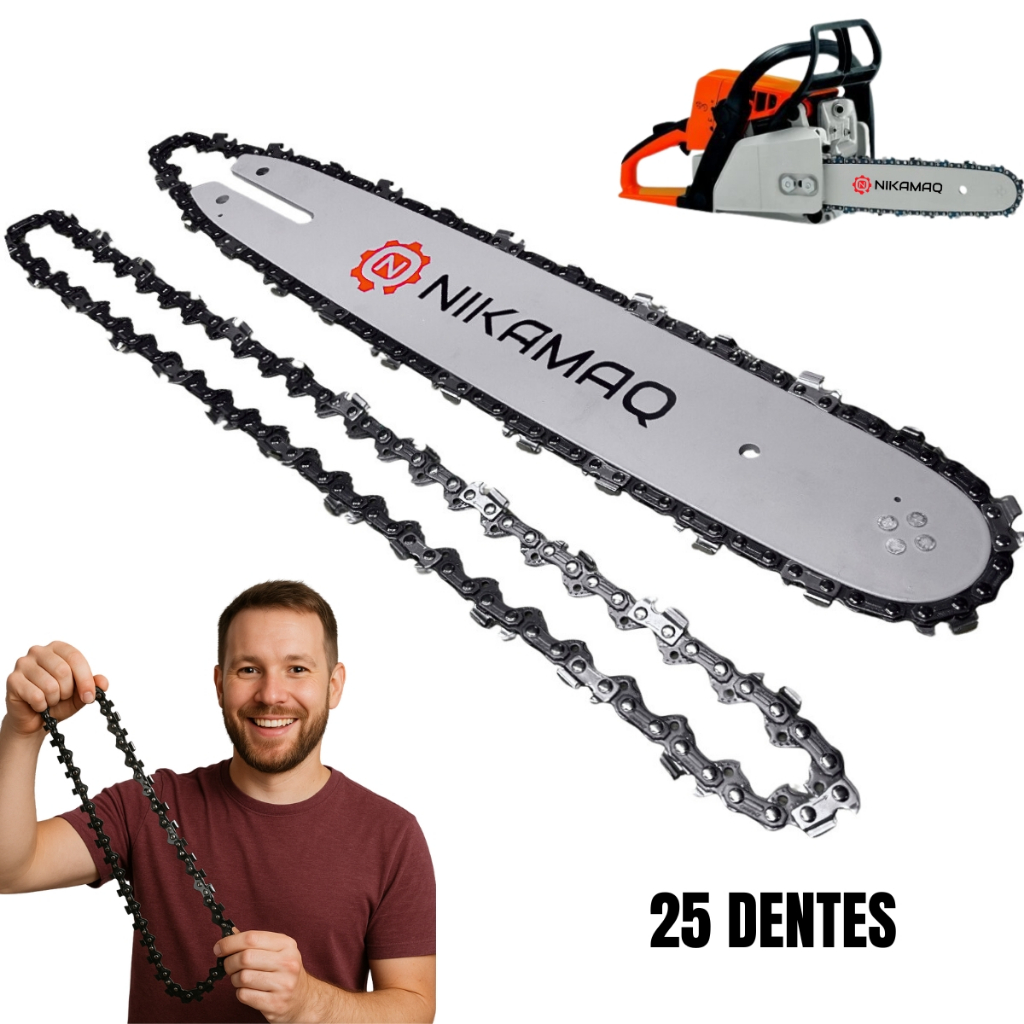 Kit Sabre 14 polegadas + 2 Correntes 25 Dentes Para Motosserra Stihl MS MS210 MS230