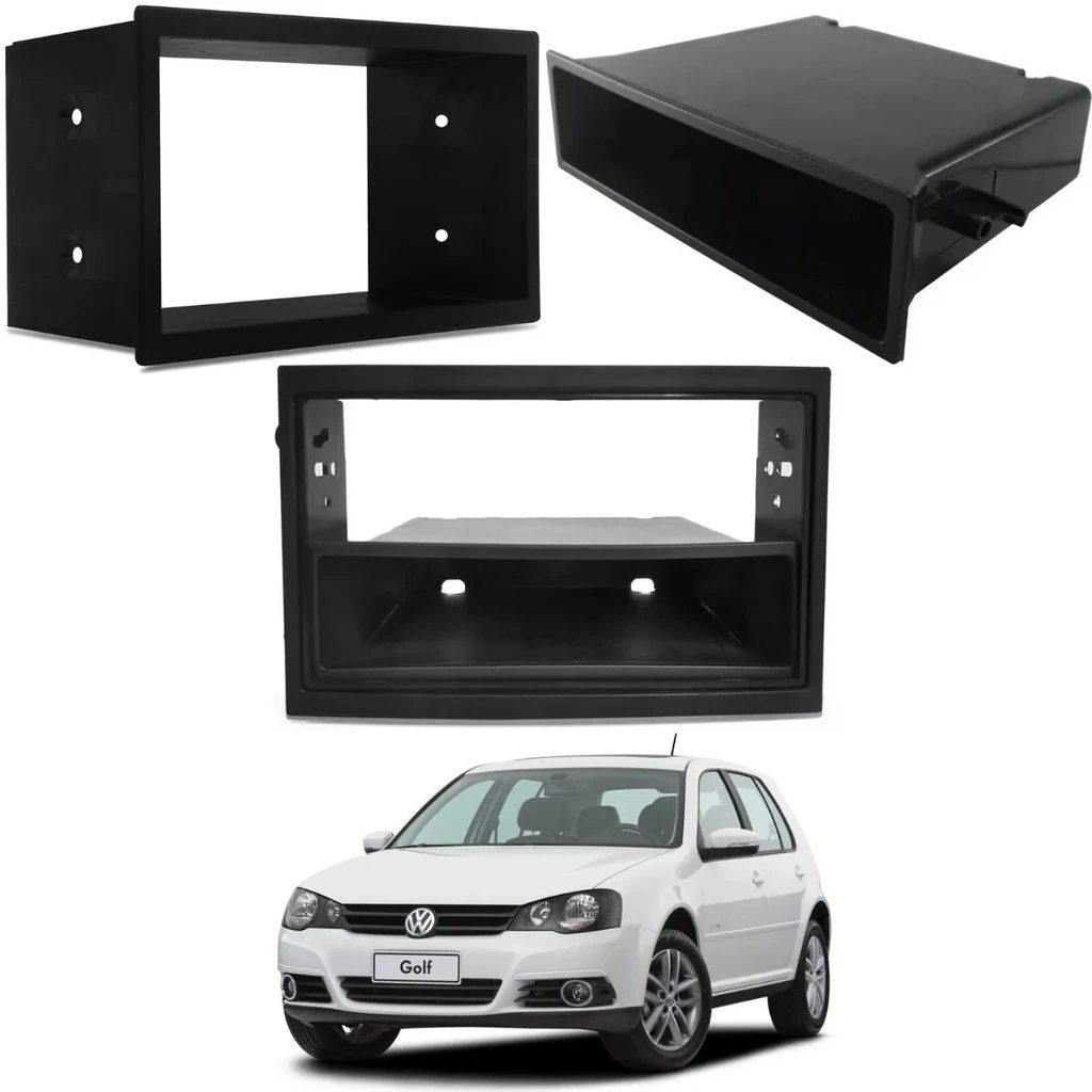 Moldura Painel 1 Din Cd Radio Usb Para Golf De 1999 A 2013 moldura e porta objetos 2 em 1 fiamon