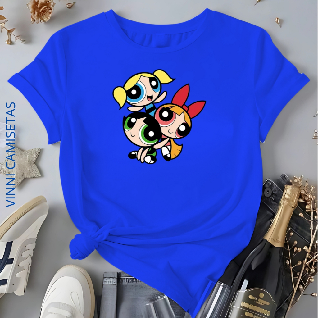 Camiseta Feminina Estampada Meninas Super Poderosas Blusa 100%Algodão Desenho