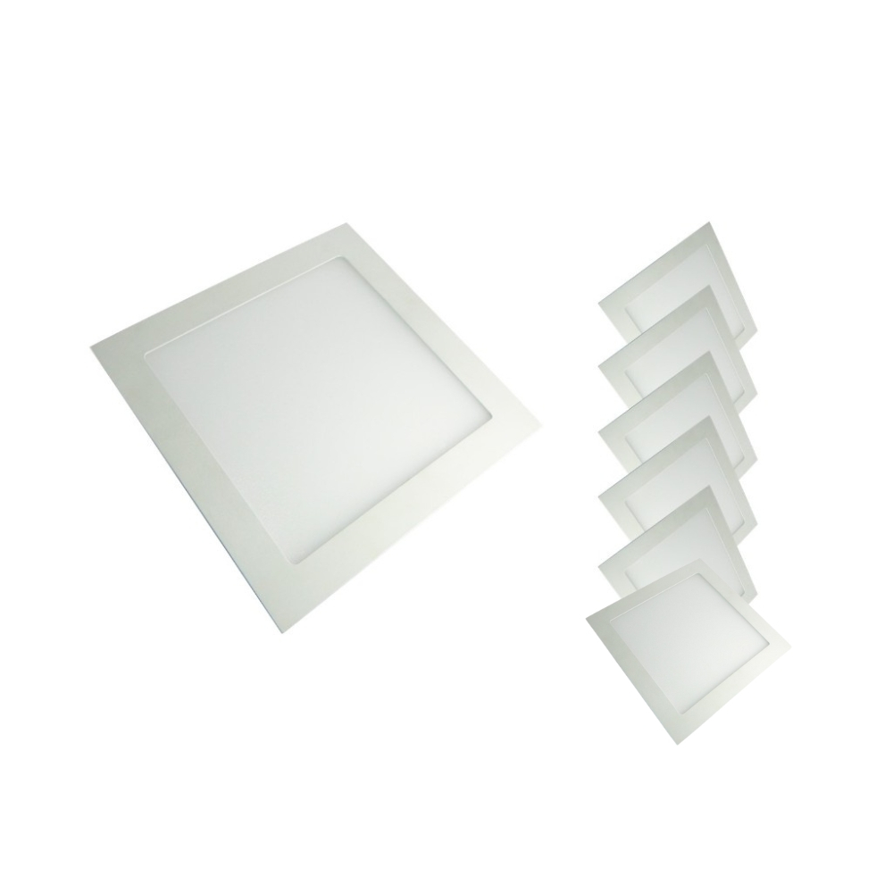 Kit 6 Painéis Plafon Luminária Led Embutir Quadrado Teto 12W 6500K 18W 4000K 6500K,24W 6500K Bivolt