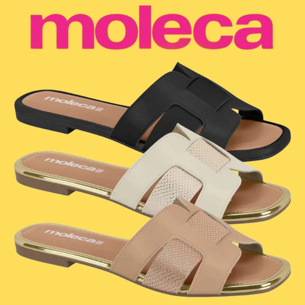 Tamanco Feminino Moleca Rasteirinha Conforto Pontas Quadradas Tachas Original | Lançamento! em Oferta na Shopee