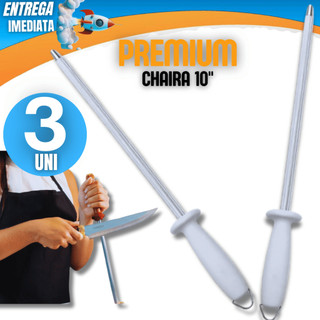Conjunto 03 Chaira Estriada 10 Polegadas  Profissional Amolador de Facas Afiador Linha Premium Resistente