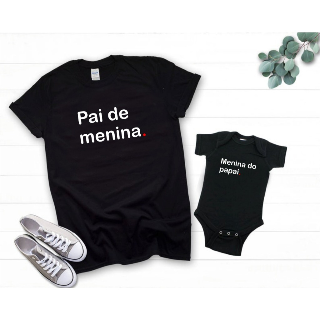 Kit tal pai tal filho filha Pai de Menina Menino combinando camiseta body t-shirts mini