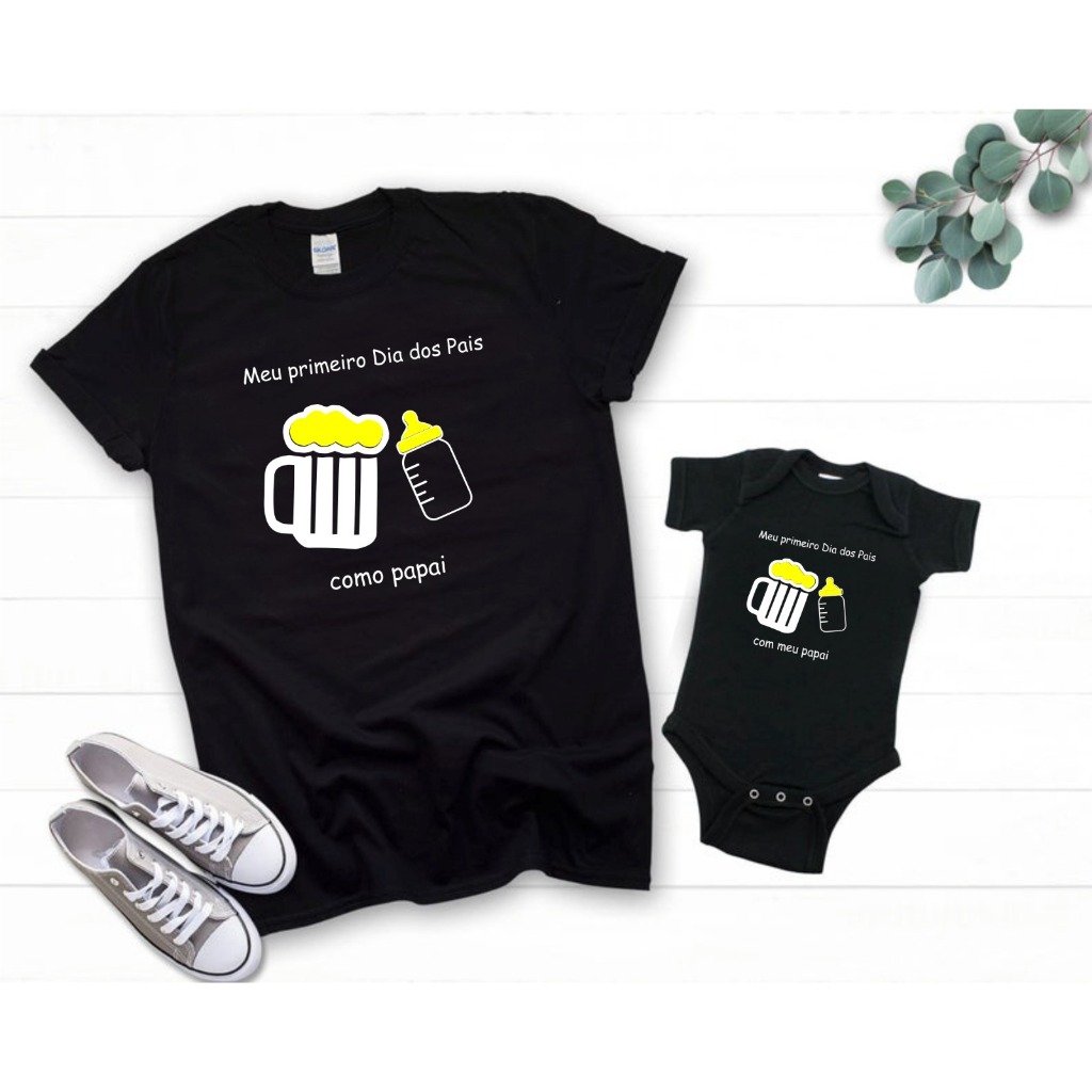 Kit tal pai tal filho filha Meu Primeiro Dia Dos Pais combinando camiseta body t-shirts mini