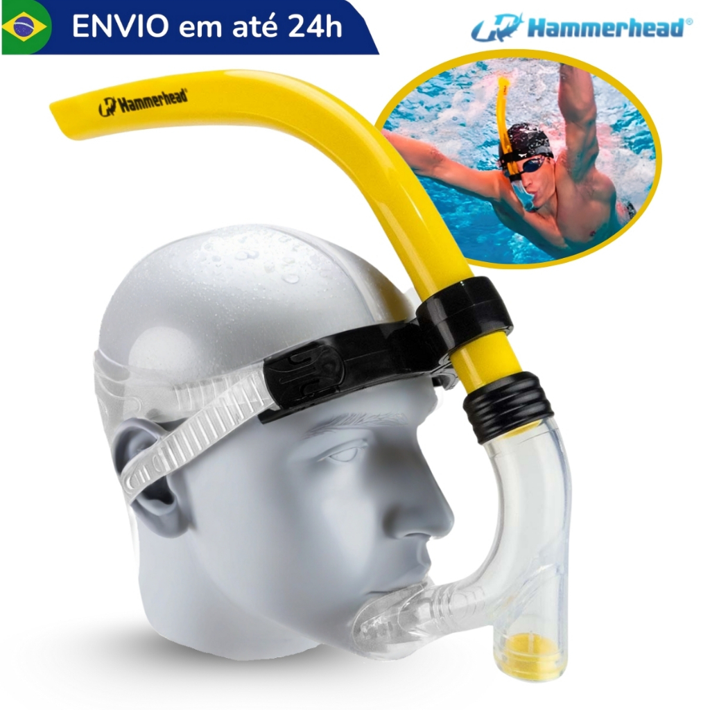 Snorkel Frontal Hammerhead Natação Mergulho Profissional Respirador Silicone Nado Treinamento
