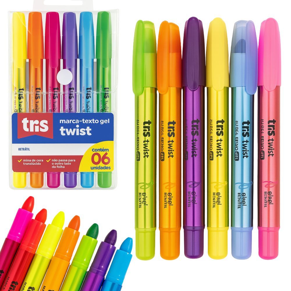 Caneta Marca Texto Gel 6 Cores Tris Twist Caneta Marcadora Para Bíblia Livro Estudo em Oferta na Shopee