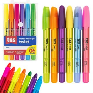 Caneta Marca Texto Gel 6 Cores Tris Twist Caneta Marcadora Para Bíblia Livro Estudo