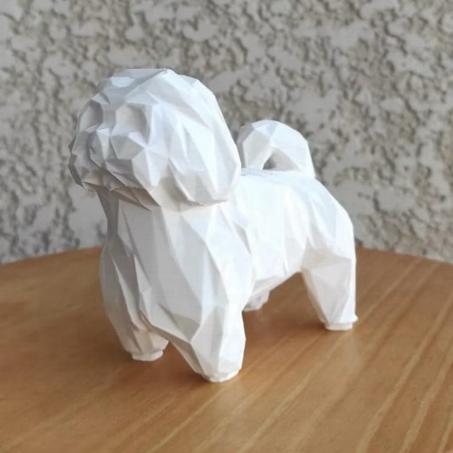 Miniatura Shih-Tzu Poligono - Estátua de Cachorro Shih tzu Decorativo