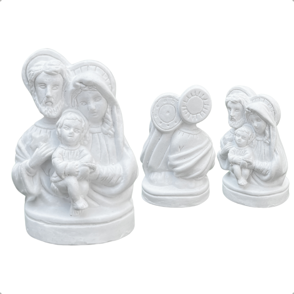 Kit 30un Mini Sagrada Família Em Gesso Cru 6cm Para Caixa de Padrinho Casamento Lembrança Símbolo Religioso em Oferta na Shopee