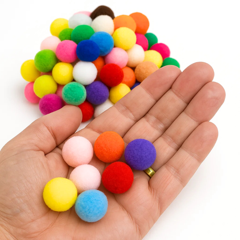 Kit 100 Pompom para Artesanatos 8MM Cores Candy Color Tiaras Costura Decoração de Festas Mini pompom bolinha felpudas em Oferta na Shopee