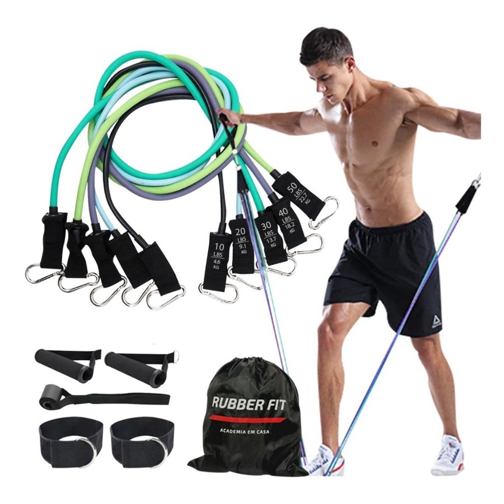 Kit Elástico Para Treino Exercícios Malhar Musculação Casa em Oferta na Shopee