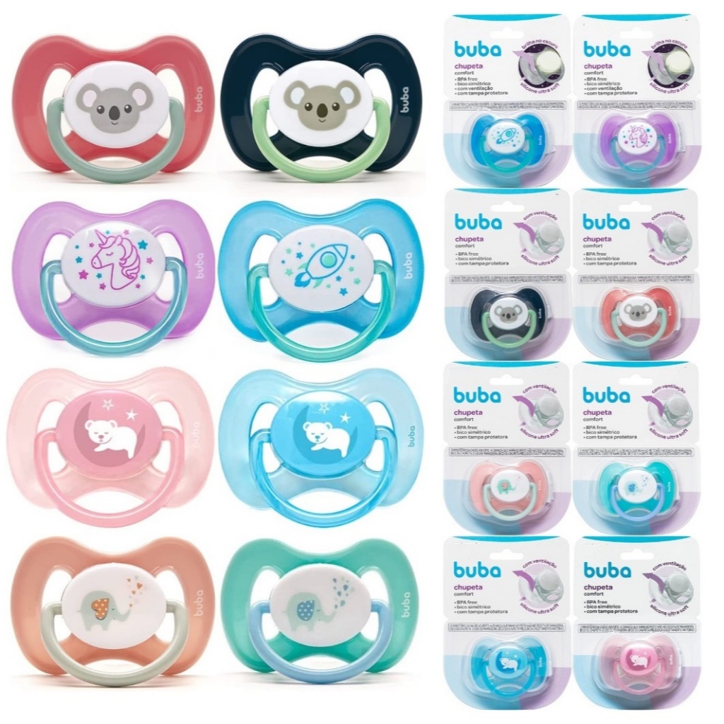 Chupeta Buba Tamanho 1 Comfort Utra Soft Infantil 0 a 6 meses (Varias Variações de Cores) em Oferta na Shopee