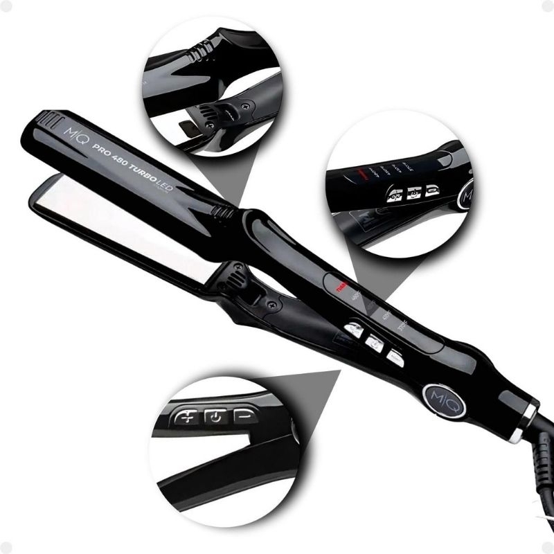 MQ HAIR - Chapinha Profissional de Titânio 485°F Turbo - Bivolt, Design Anatômico, Ultra Suave, Efeito Espelho