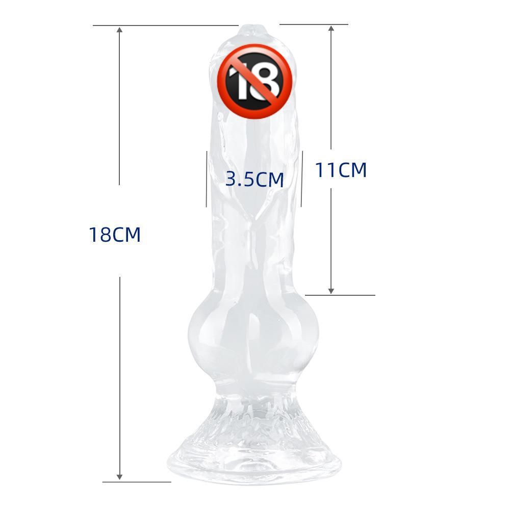 Protese de Silicone Transparente Masturbadora em Formato de Cachorro 3.5*18cm