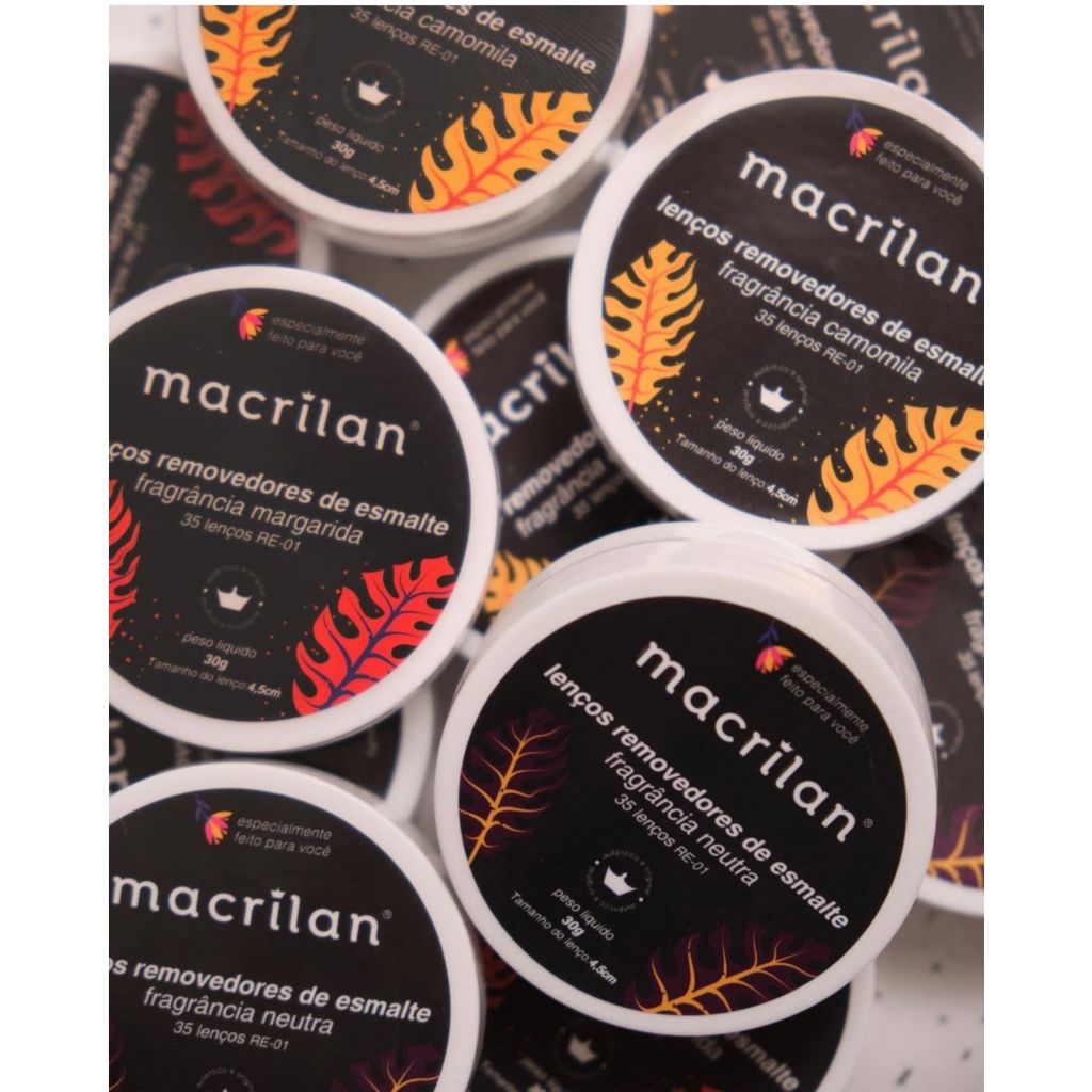 Lenços Removedores de Esmalte Macrilan RE-01 | Limpeza Rápida das Unhas