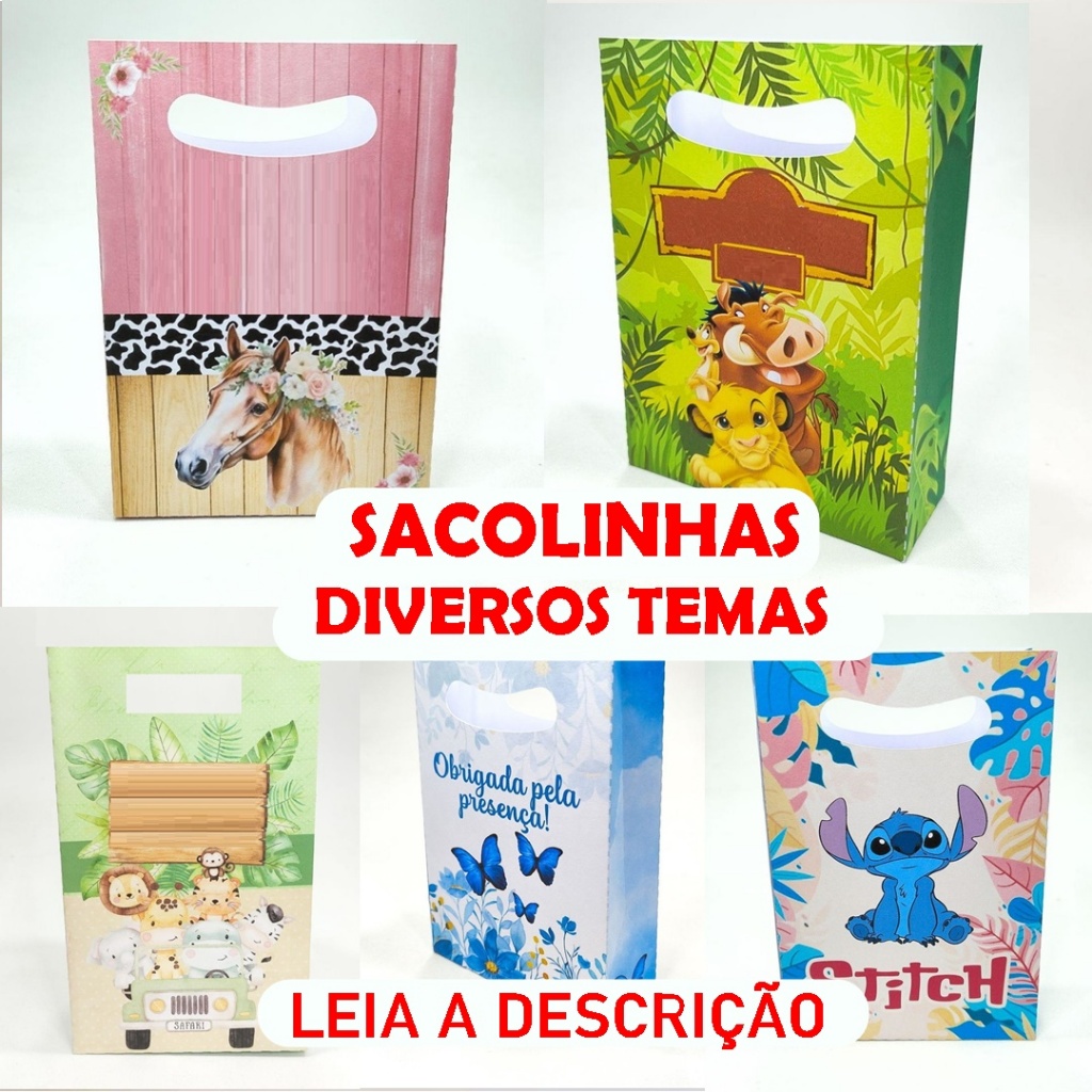 Sacolinha Surpresa Personalizada DIVERSOS TEMA Lembrancinhas para Festa Infantil