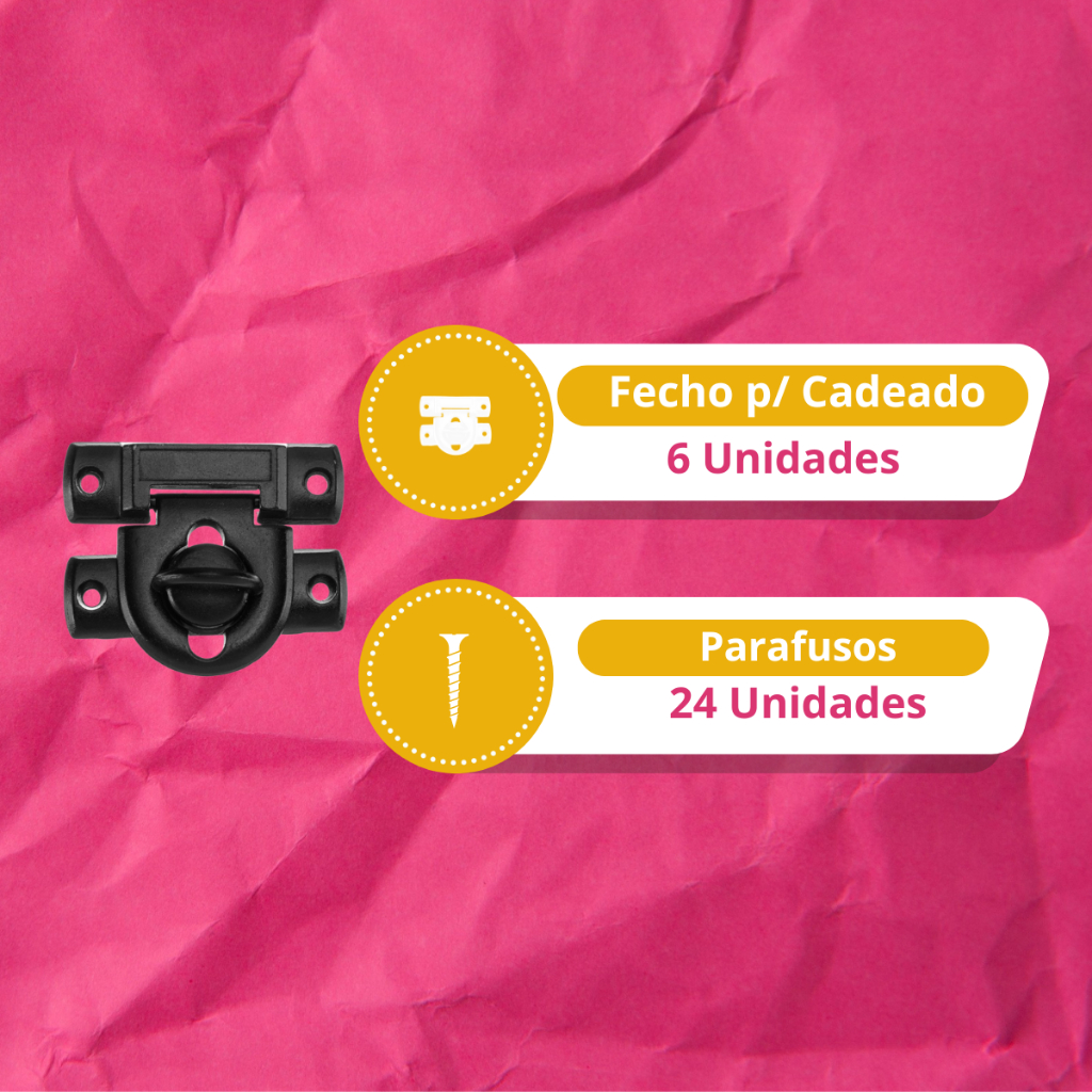 Kit 6 Fechos Para Cadeado Metal + Parafusos Caixa Decoração Artesanato MDF