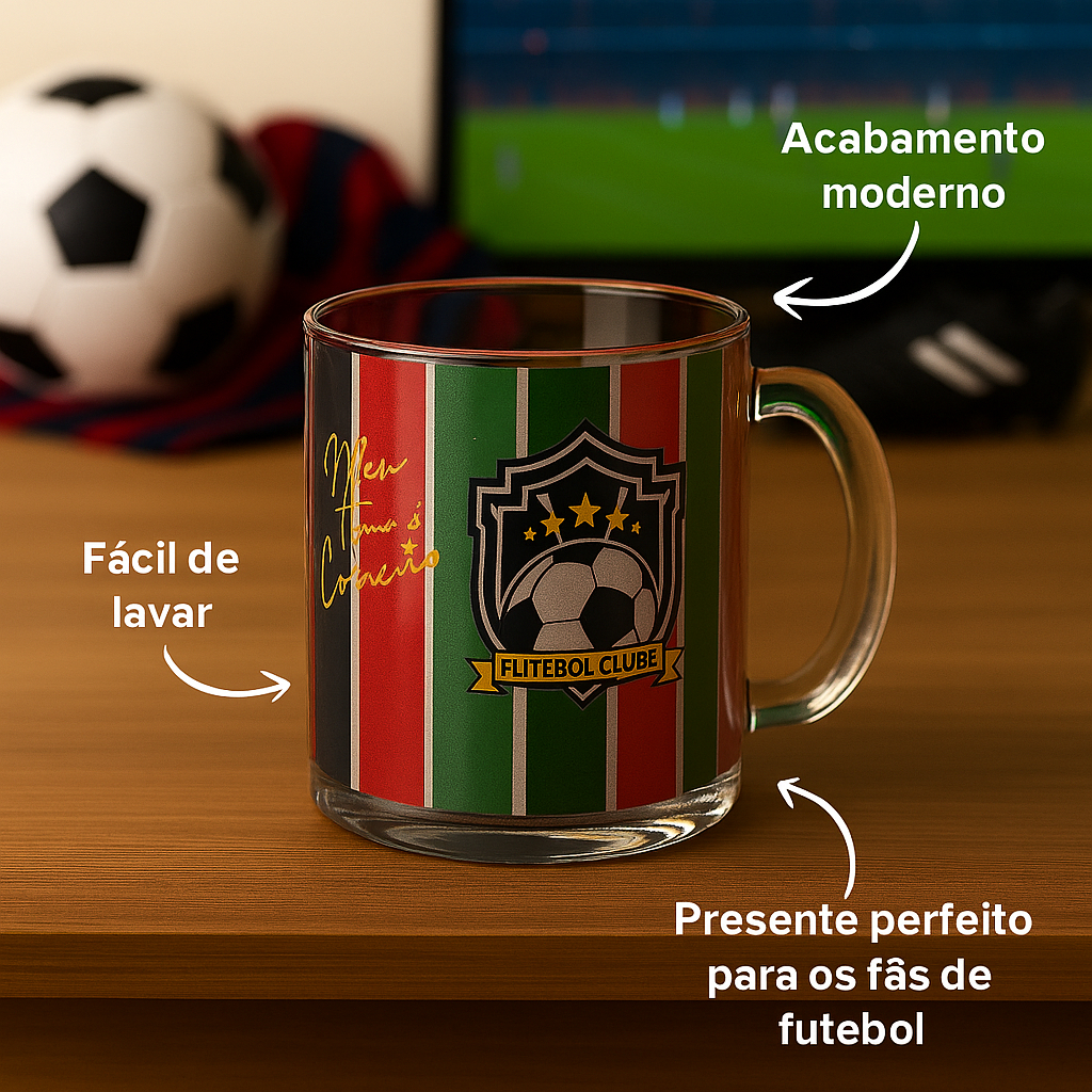 Caneca Time de Futebol Personalizada Dia dos Pais Vidro 320ml