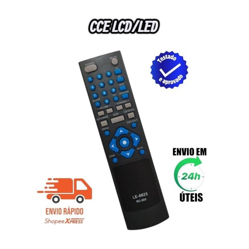 Controle Remoto Tv CCE Led 24TU TU Led 24 LE-8823