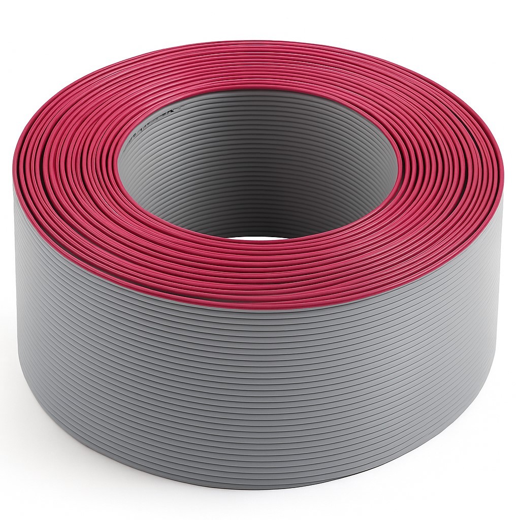 Cabo Flat Cable Cinza 60 vias rolo com Fechado 76,5m 60x28awg  para Aplicação Eletronica
