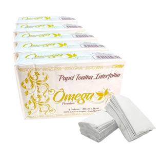 5 Pacotes de Toalha de Papel Omega Premium Grande Duas Dobras Branco Restaurante Bar Hotel Atacado em Oferta na Shopee