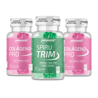 Kit Suplemento 1x Spiru Trim + 2x Colágeno Pro - 180 Cápsulas - Pharma Pro em Oferta na Shopee