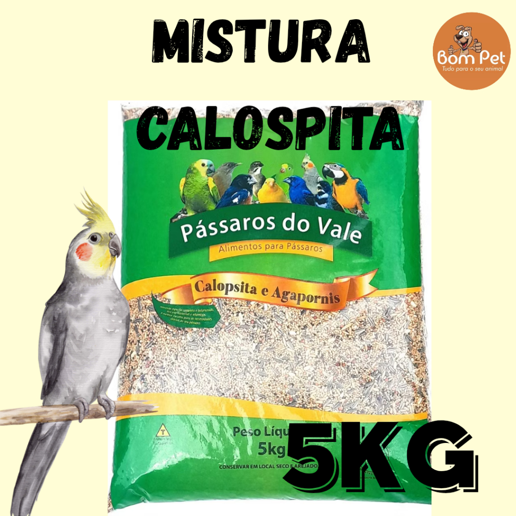 Mistura Calopsita e Agapornis Passaros do Vale 5kg em Oferta na Shopee