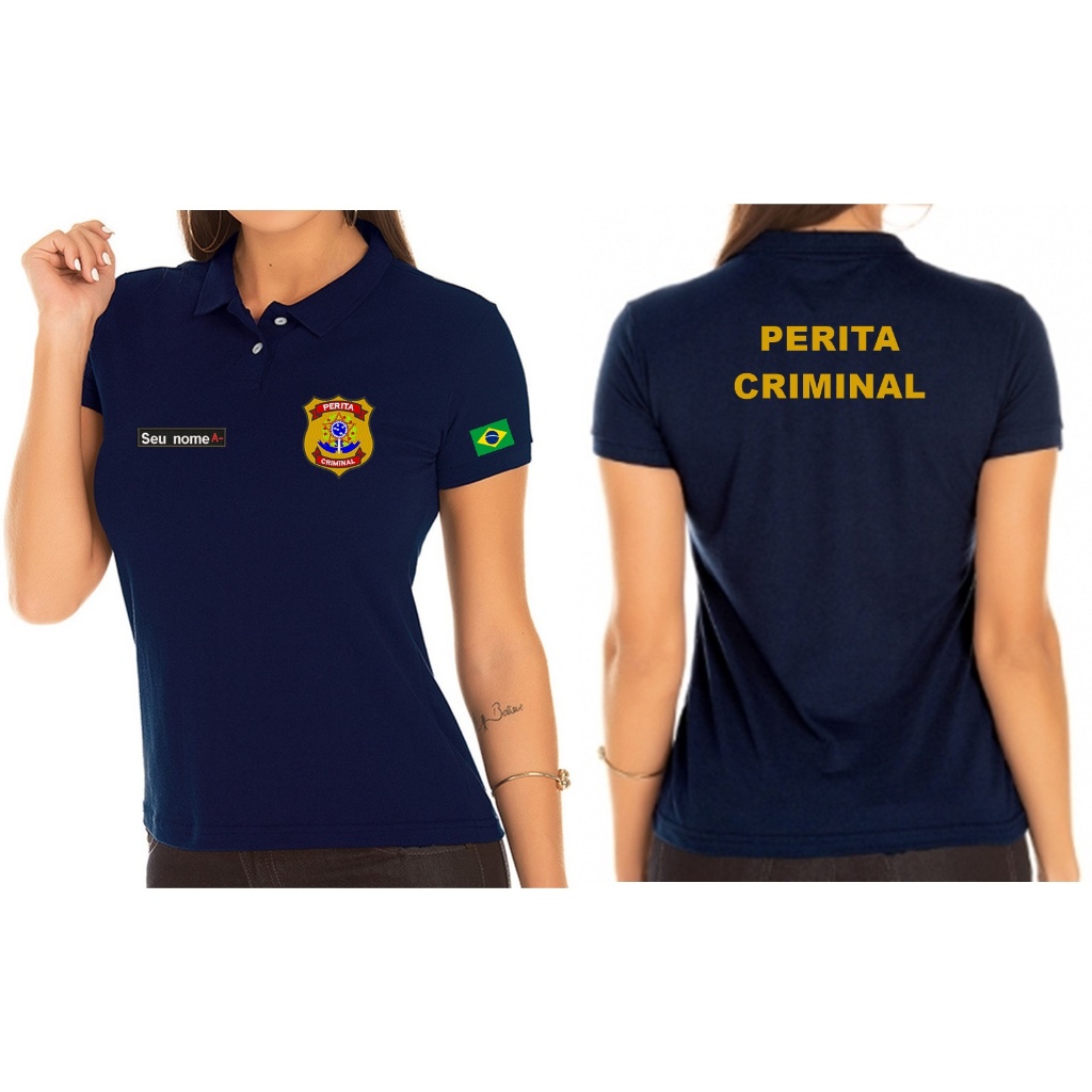 CAMISA POLO FEMININO PERITA CRIMINAL BORDADO