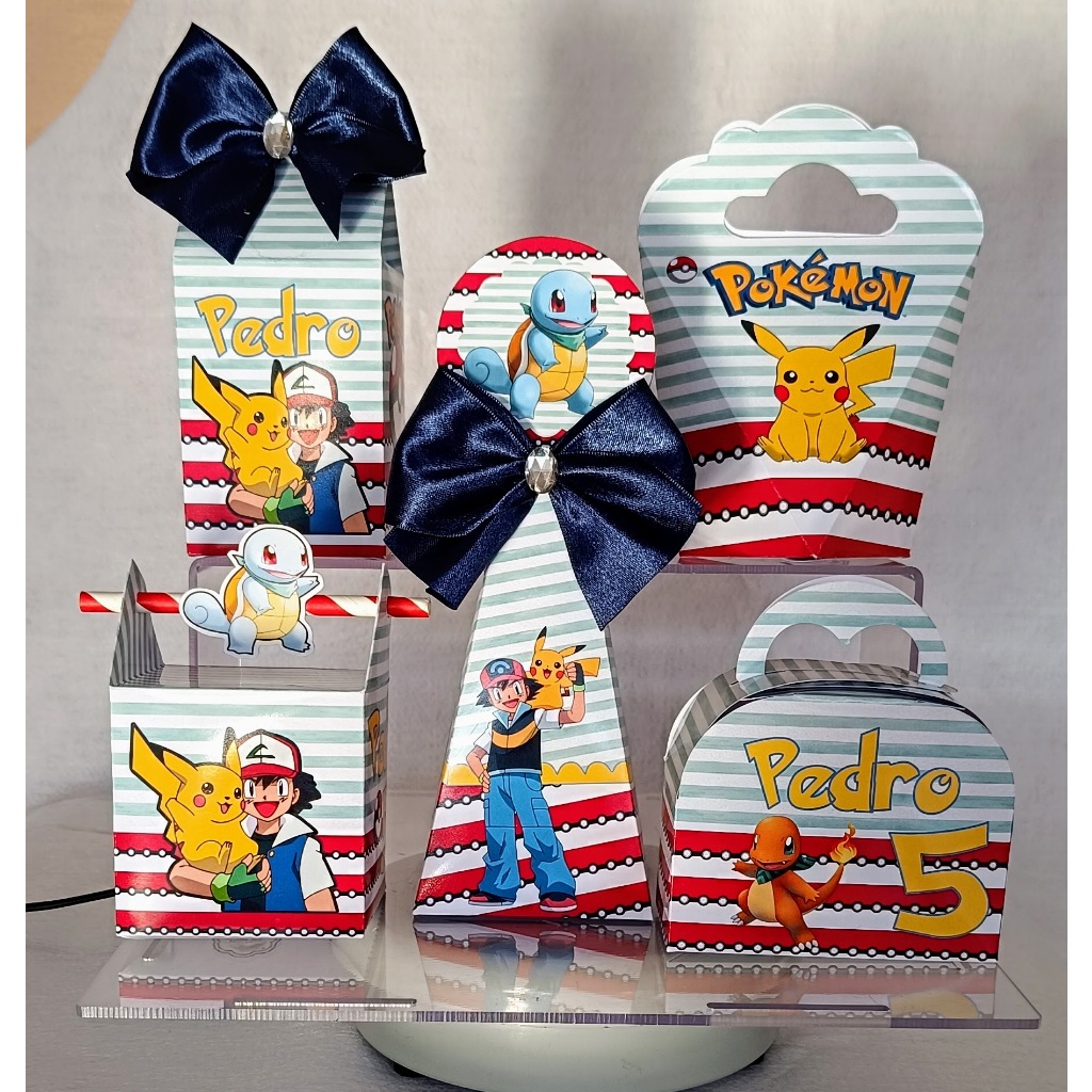 Kit Caixinhas Personalizadas tema Pokemon (PEGUE MONTE) Lembrancinha de festa infantil turma Pokemon