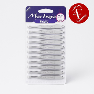 Pinça para sobrancelha Merheje cartela com 12 unidades em Oferta na Shopee