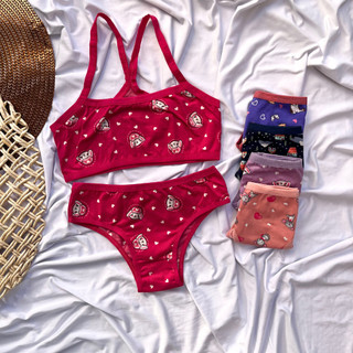 Conjunto Infantil Calcinha e Top Menina Moda Íntima Infantil Estampada Criança