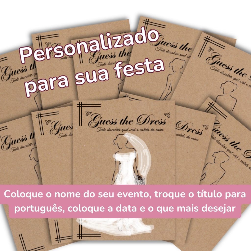 Guess The Dress - Personalizado - Brincadeira para Chá de Lingerie