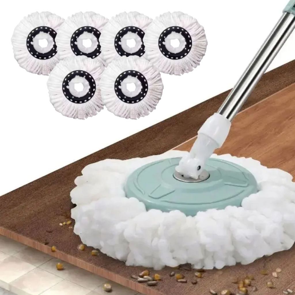 Kit 6x Refil Para Mop Giratoria Limpeza P/ Esfregão 16 Cm Microfibra