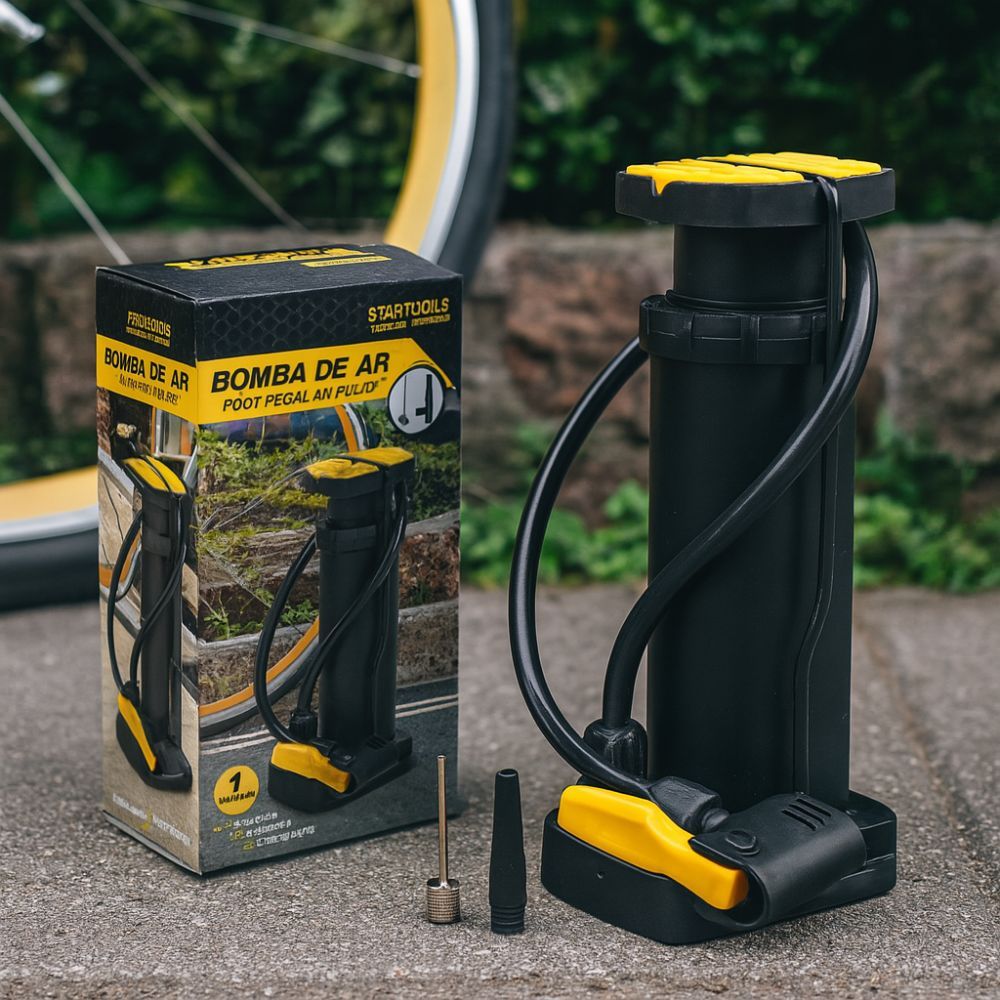 Bomba De Ar Com Pedal Alta Pressão Compacta Para Pneus Bolas E Brinquedos Com Adaptadores Manometro Foot Pump Bomba