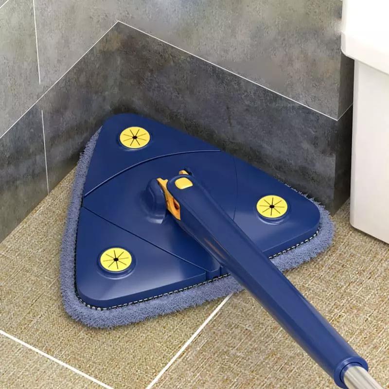 Mop 360 Giratório Triângulo Alcança Quina Prático Esfregão Limpeza Piso Cozinha Rodapé Microfibra Refil