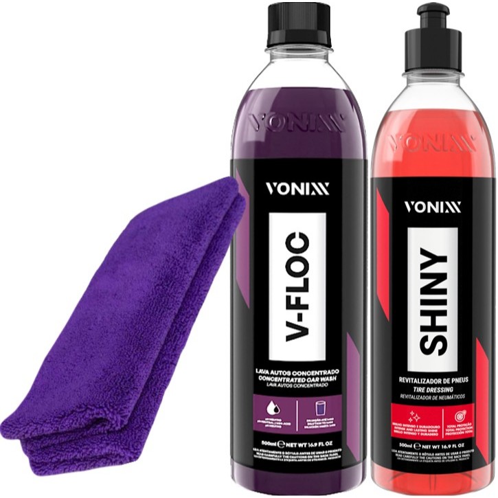 Kit Pretinho Shiny Shampoo V-floc Aplicador + Pano Vonixx em Oferta na Shopee